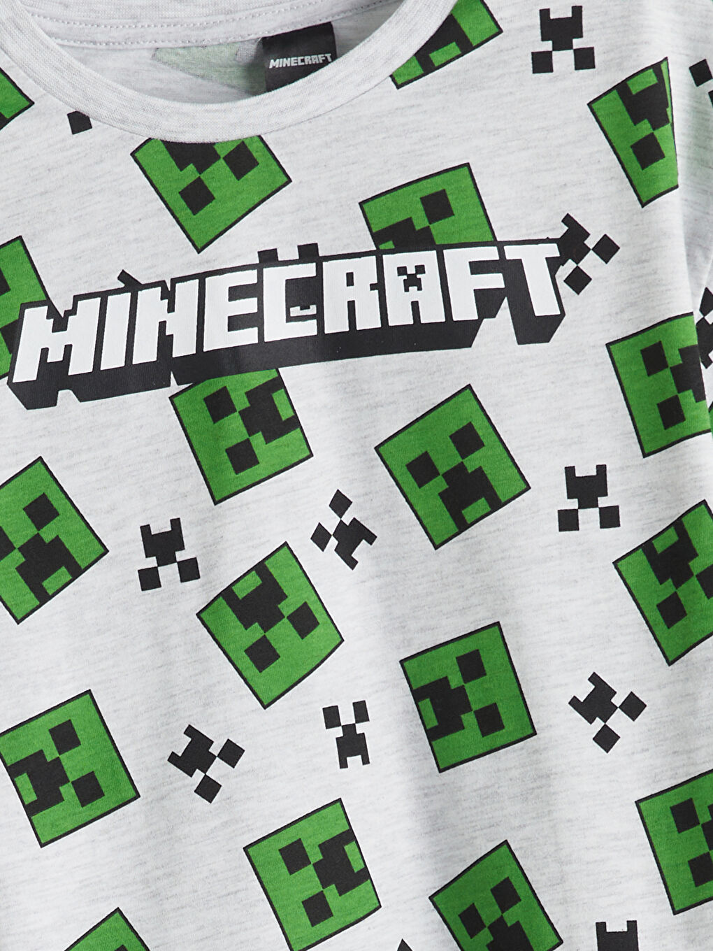 LCW Kids Gri Bisiklet Yaka Minecraft Baskılı Erkek Çocuk Şortlu Pijama Takımı - 2