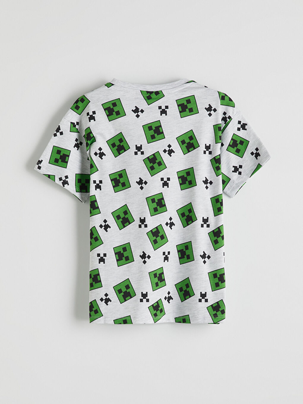 LCW Kids Gri Bisiklet Yaka Minecraft Baskılı Erkek Çocuk Şortlu Pijama Takımı - 3