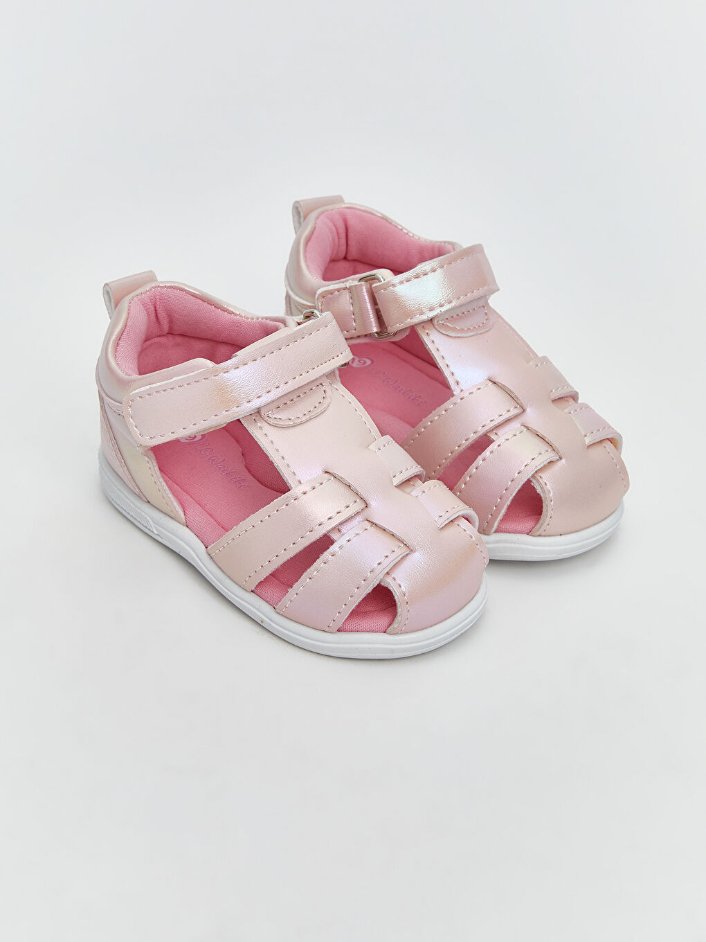 Pembe Cırt Cırtlı Kız Bebek Sandalet