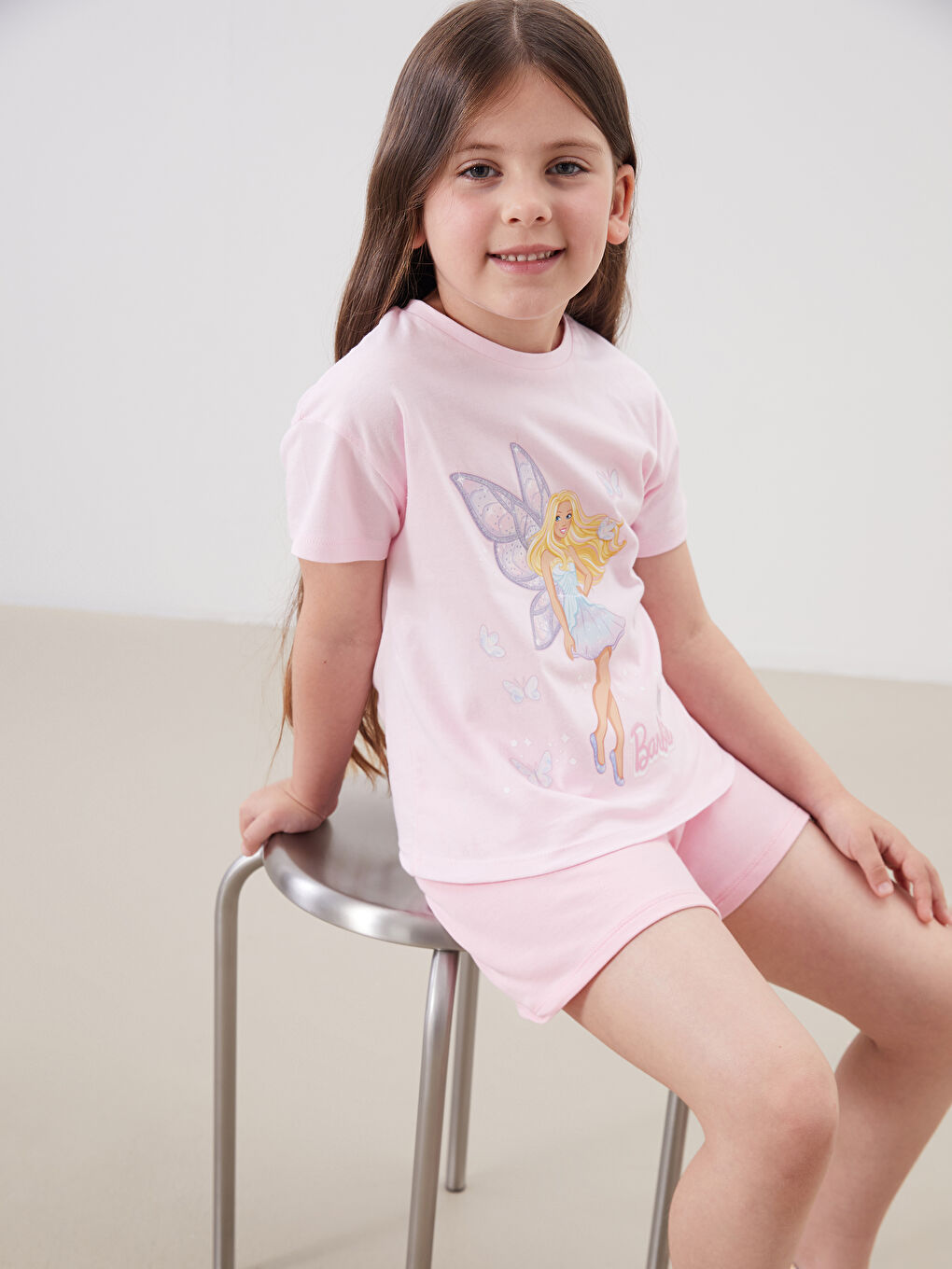 LCW Kids Crew Neck Barbie Printed Girls' T-Shirt -S5MA83Z1-QWN