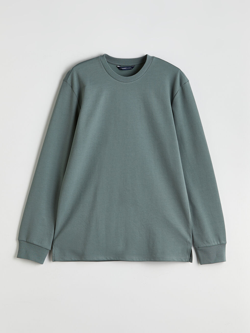 Yeşil Bisiklet Yaka Uzun Kollu Erkek Sweatshirt-4