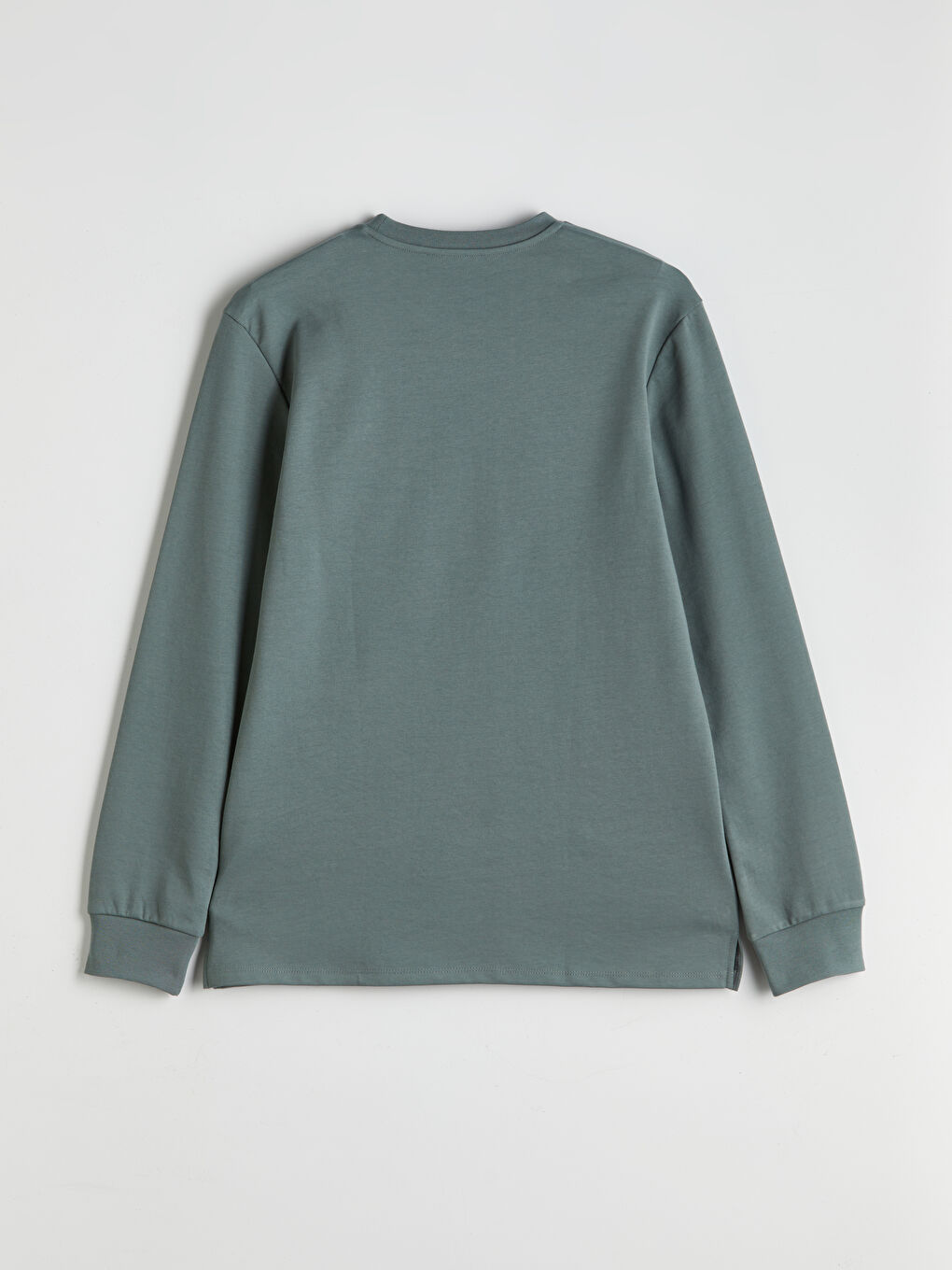 Yeşil Bisiklet Yaka Uzun Kollu Erkek Sweatshirt-5