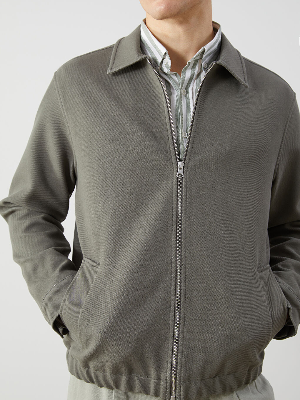 Yeşil Standart Kalıp Gömlek Yaka Erkek Mont-2