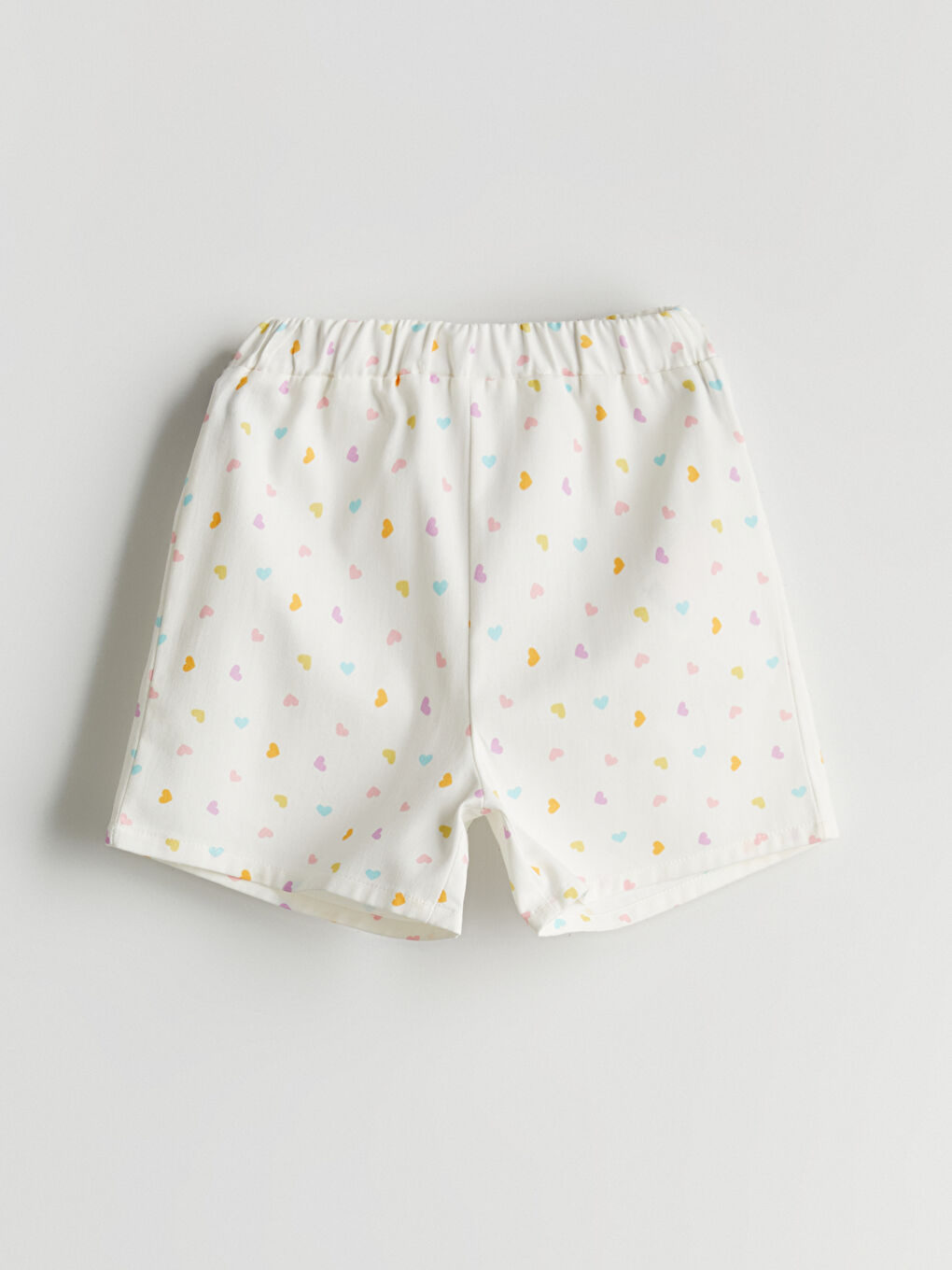 Beyaz Çiçekli Gabardin Kız Çocuk Şort