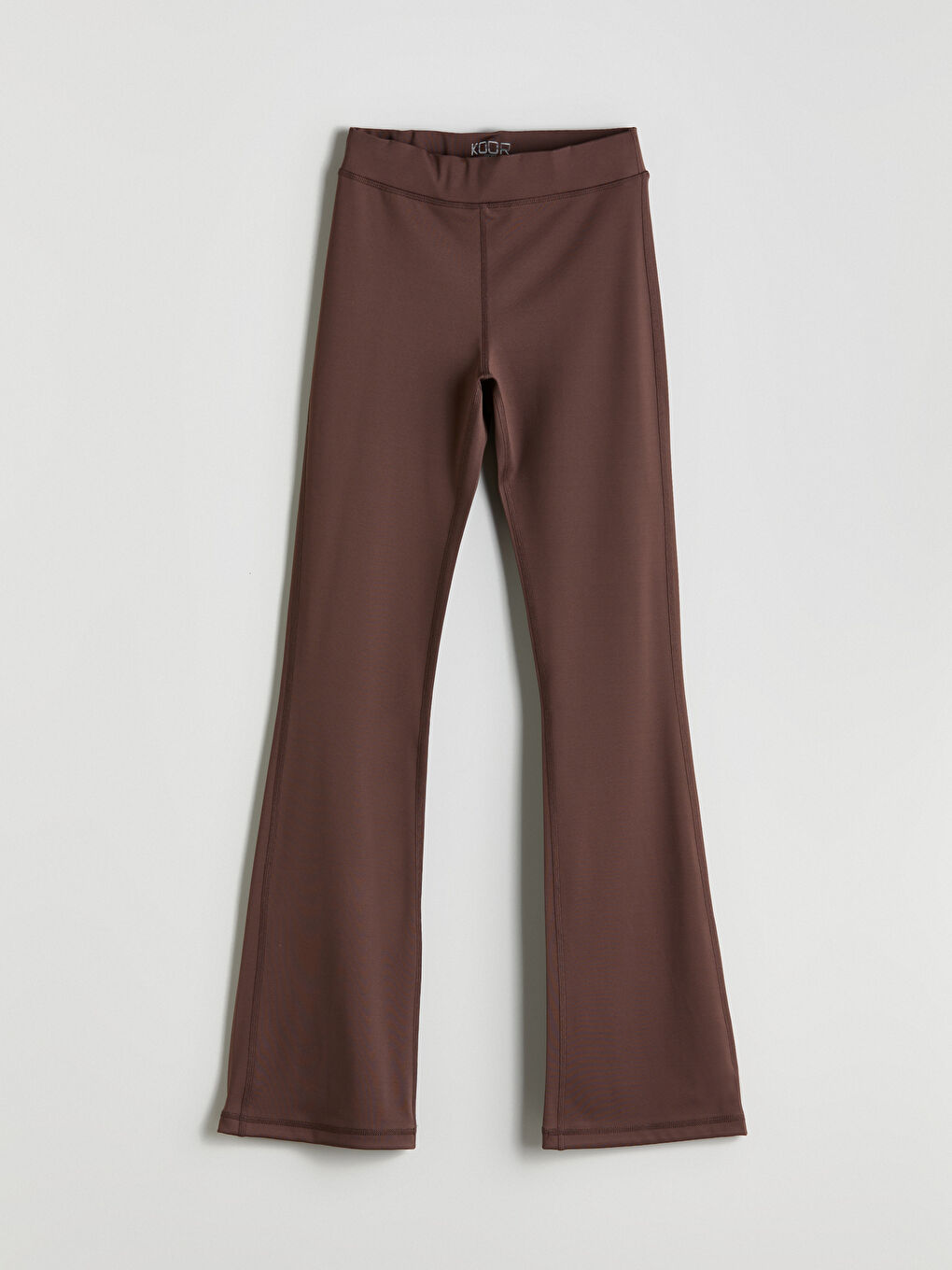 Kahverengi Beli Lastikli İspanyol Paça Kadın Spor Tayt-4