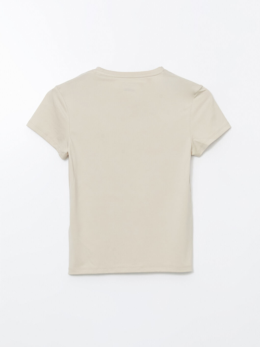 Gri Bisiklet Yaka Kadın Spor Tişört-5