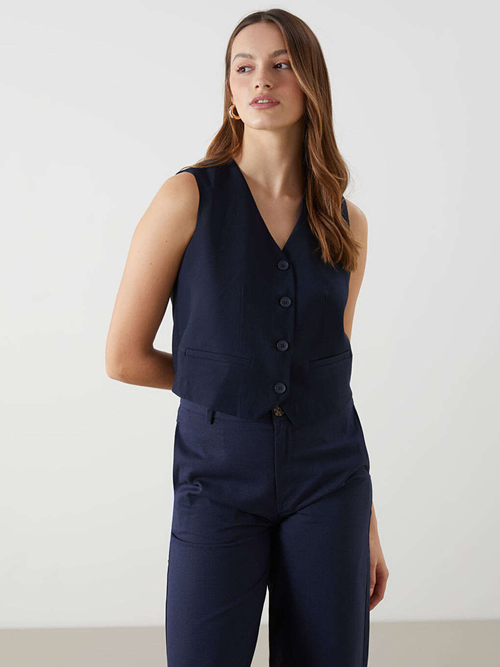 V Neck Women's Classic Vest -S5MB21Z8-CRP