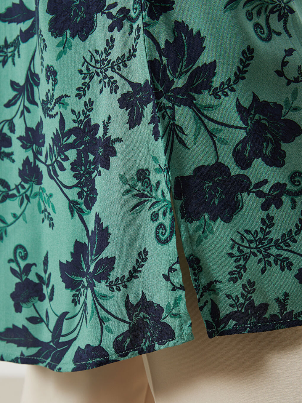 Grandad Collar Floral Women's Tunic -S5MB32Z8-LRR