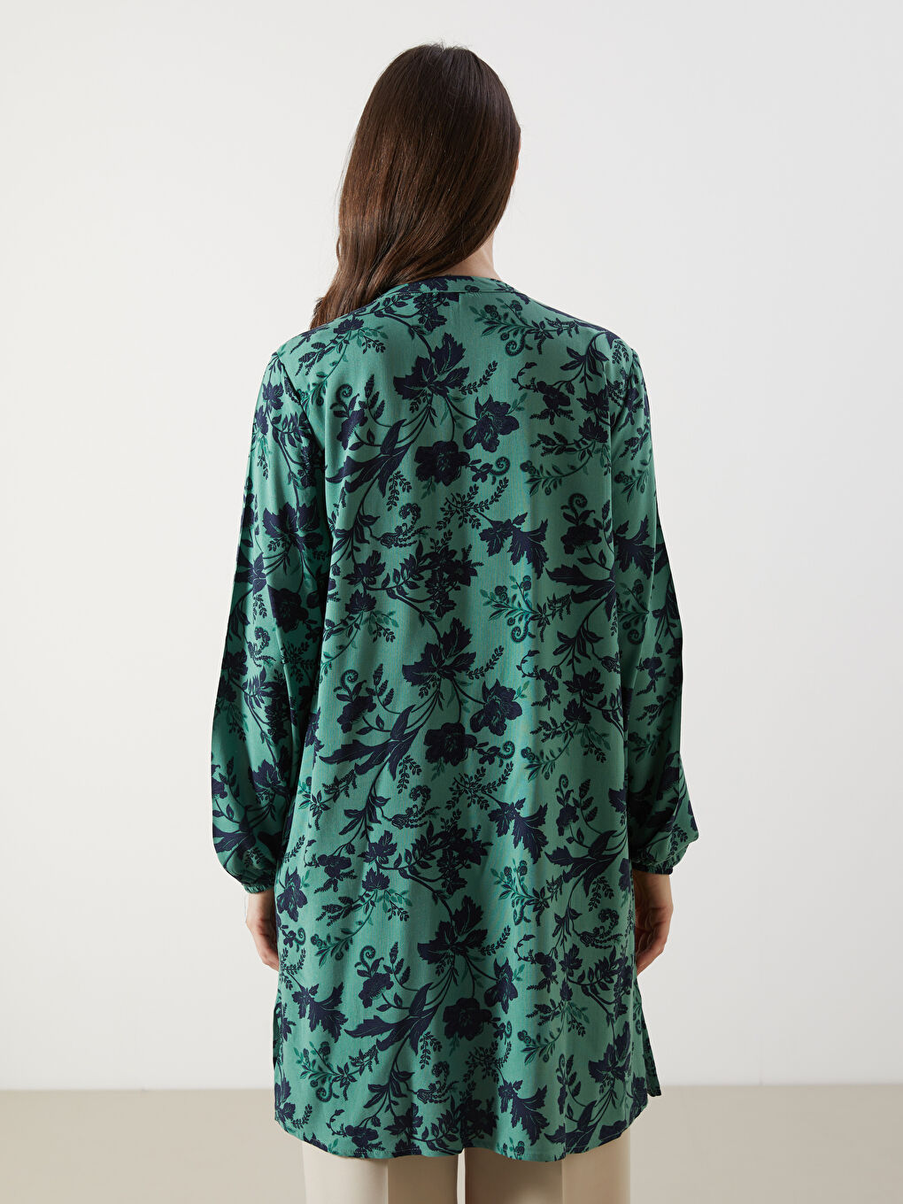 Grandad Collar Floral Women's Tunic -S5MB32Z8-LRR