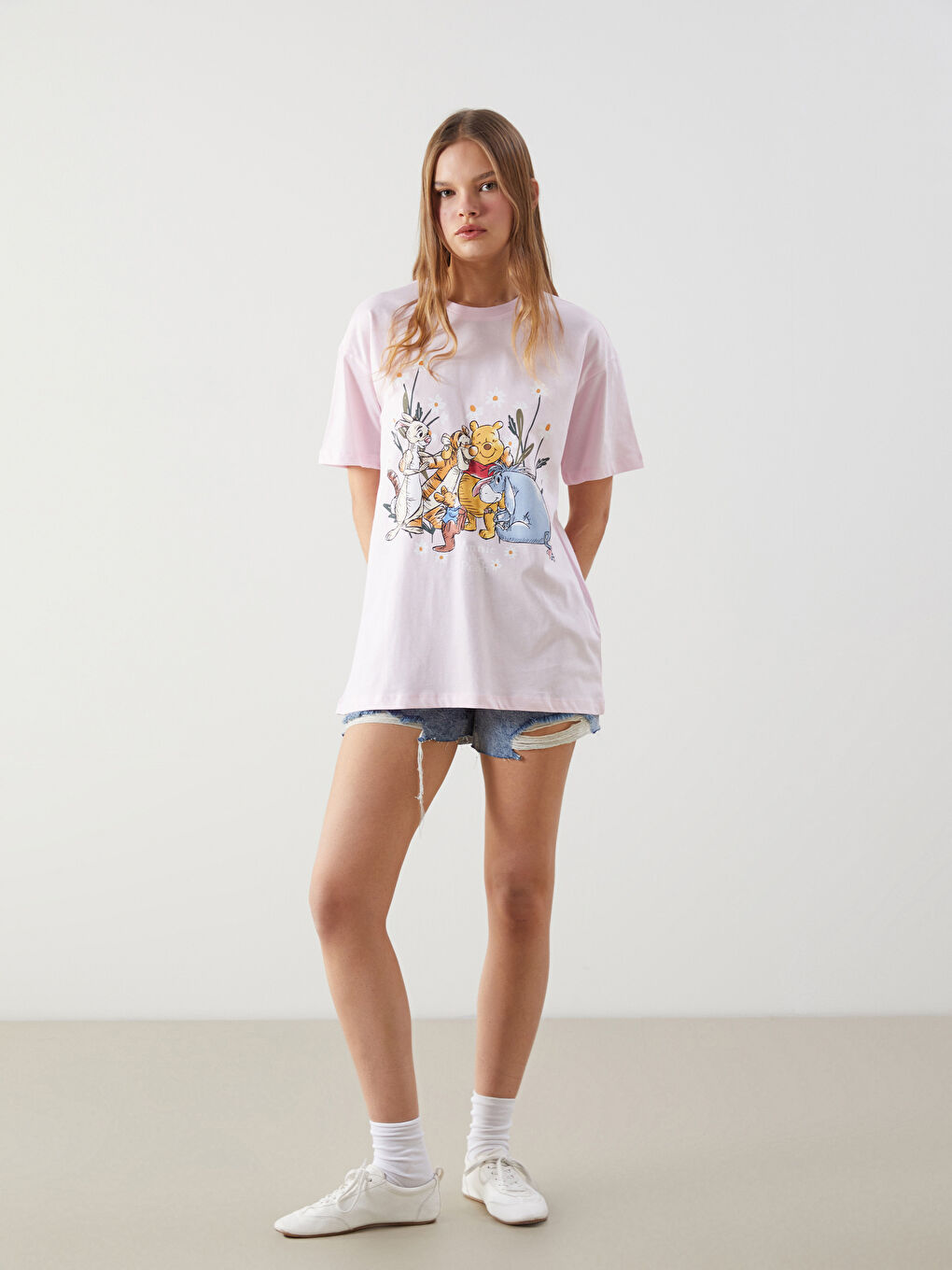 Crew Neck Winnie the Pooh Printed Women's T-shirt -S5MB33Z8-Z1C