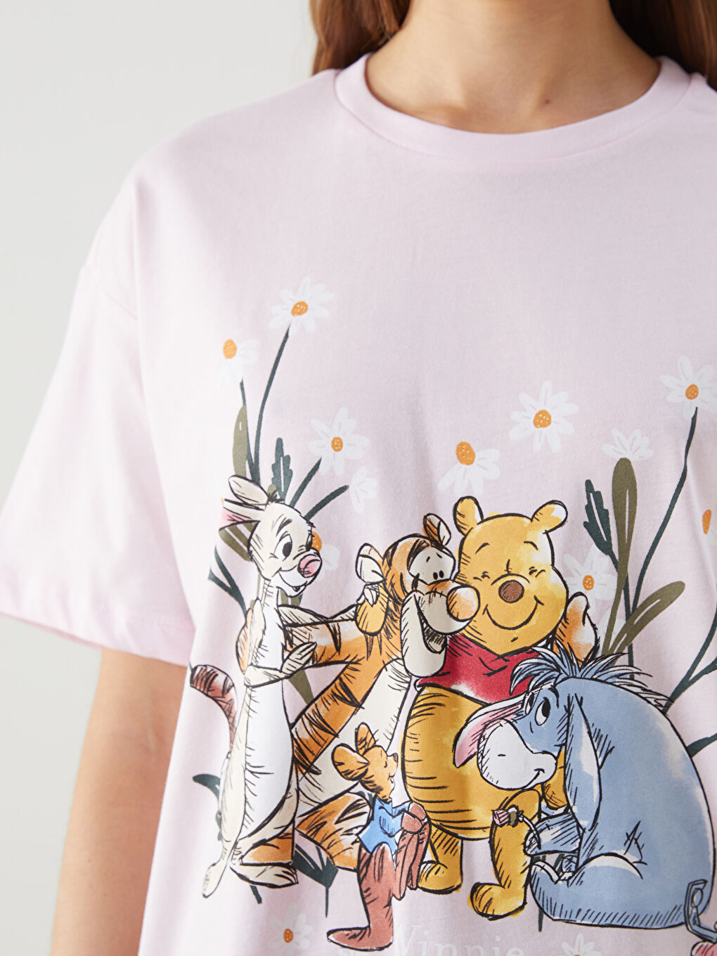 Crew Neck Winnie the Pooh Printed Women's T-shirt -S5MB33Z8-Z1C