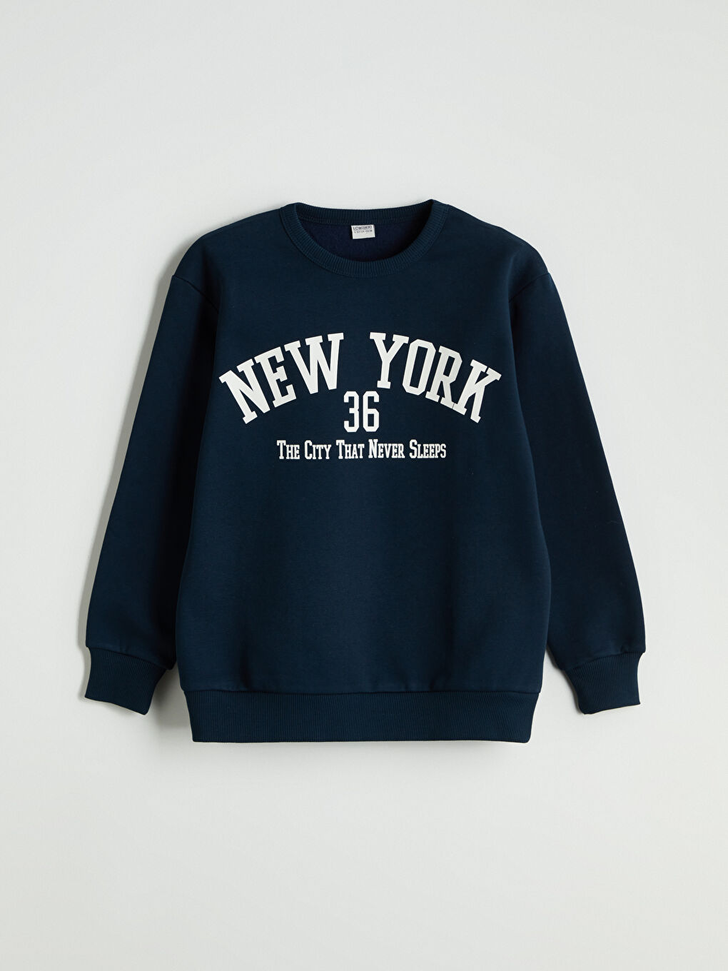 Lacivert Bisiklet Yaka New York Baskılı Erkek Çocuk Sweatshirt
