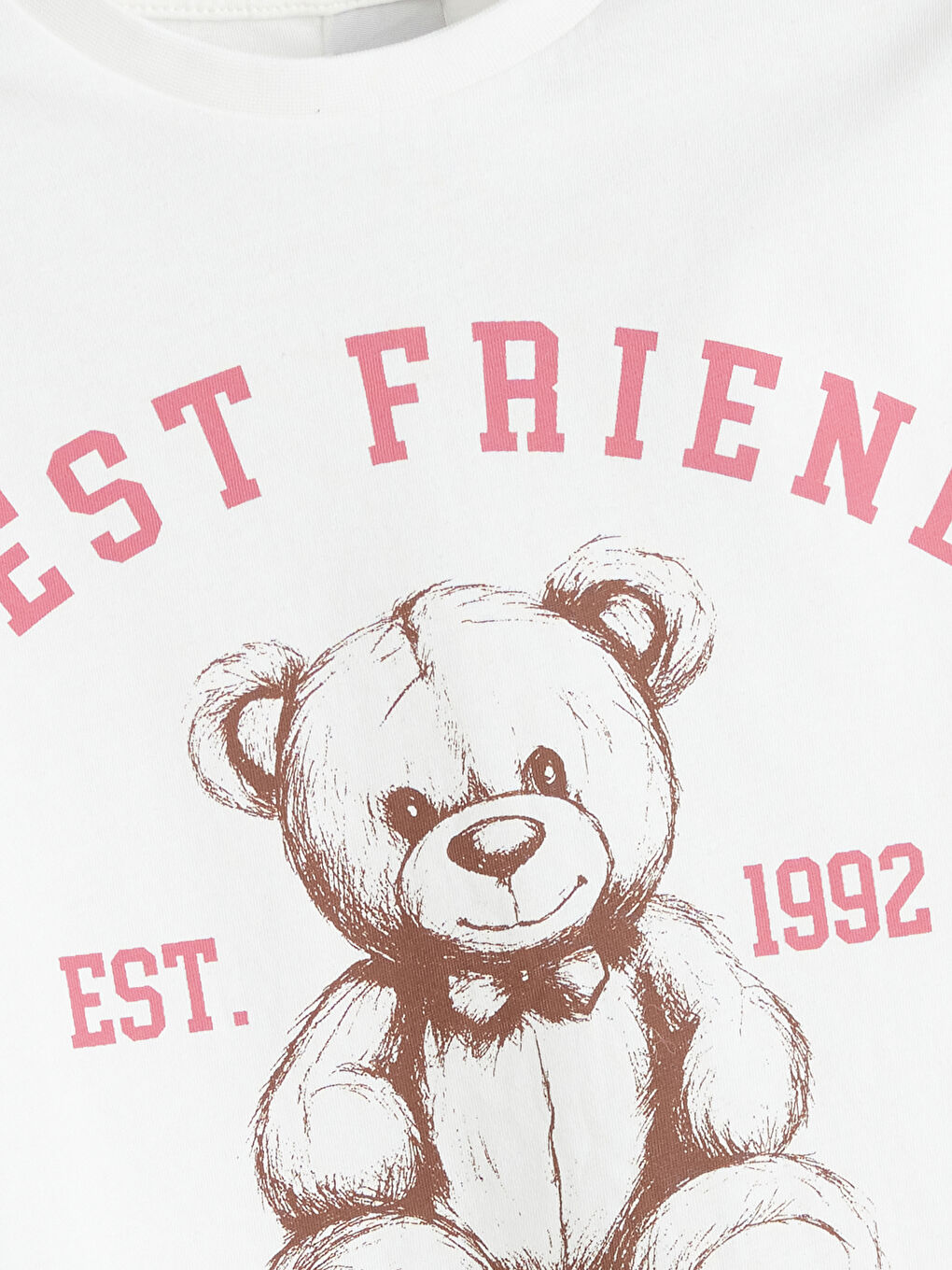 Crew Neck Teddy Bear Printed Girls' T-Shirt-1