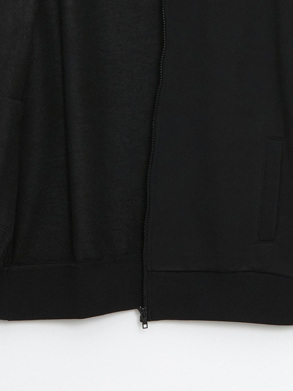 Siyah Kolej Yaka Uzun Kollu Erkek Fermuarlı Sweatshirt-5