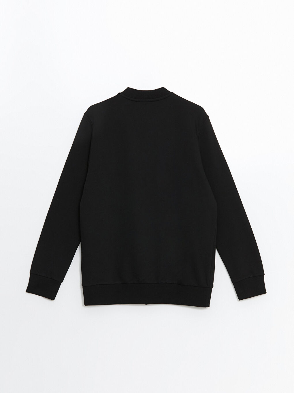 Siyah Kolej Yaka Uzun Kollu Erkek Fermuarlı Sweatshirt-6