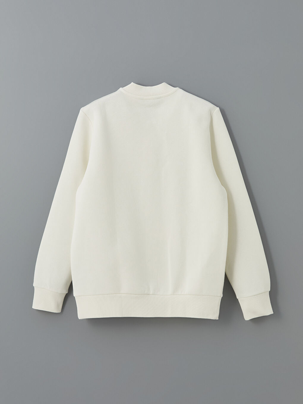 LCWAIKIKI Basic Ekru Kolej Yaka Uzun Kollu Erkek Fermuarlı Sweatshirt - 6