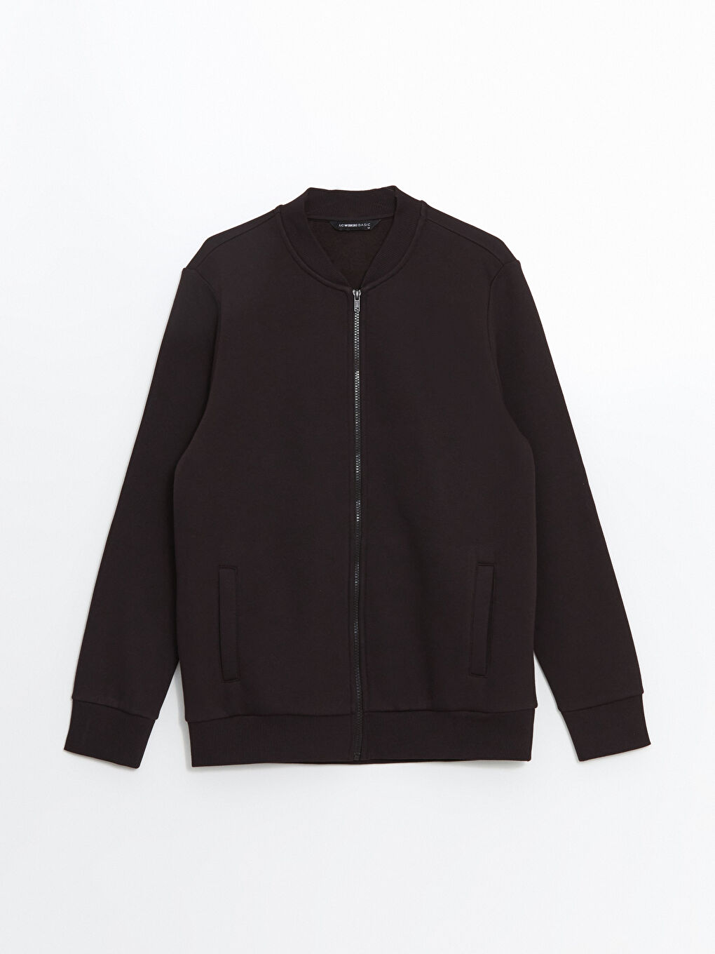 Kahverengi Kolej Yaka Uzun Kollu Erkek Fermuarlı Sweatshirt-4