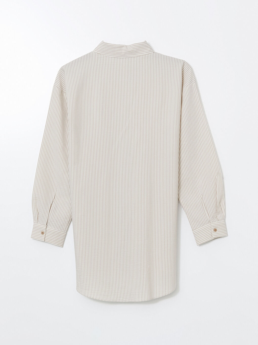 Bej Çizgili Kadın Gömlek Tunik-5