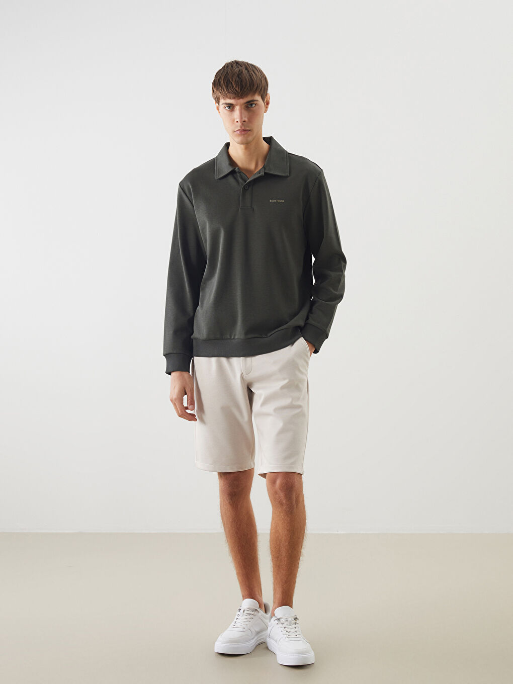 SOUTHBLUE Haki Polo Yaka Erkek Sweatshirt - 1