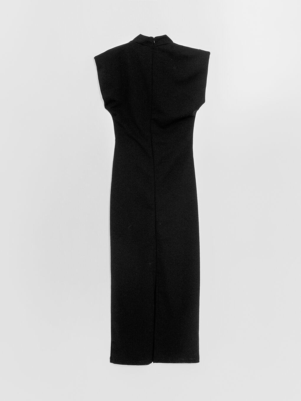 Siyah Dik Yaka Elbise-5