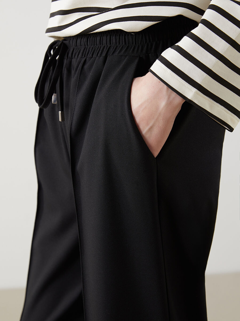 Wide Leg Women Trousers With Elastic Waist -S5MD11Z8-CVL