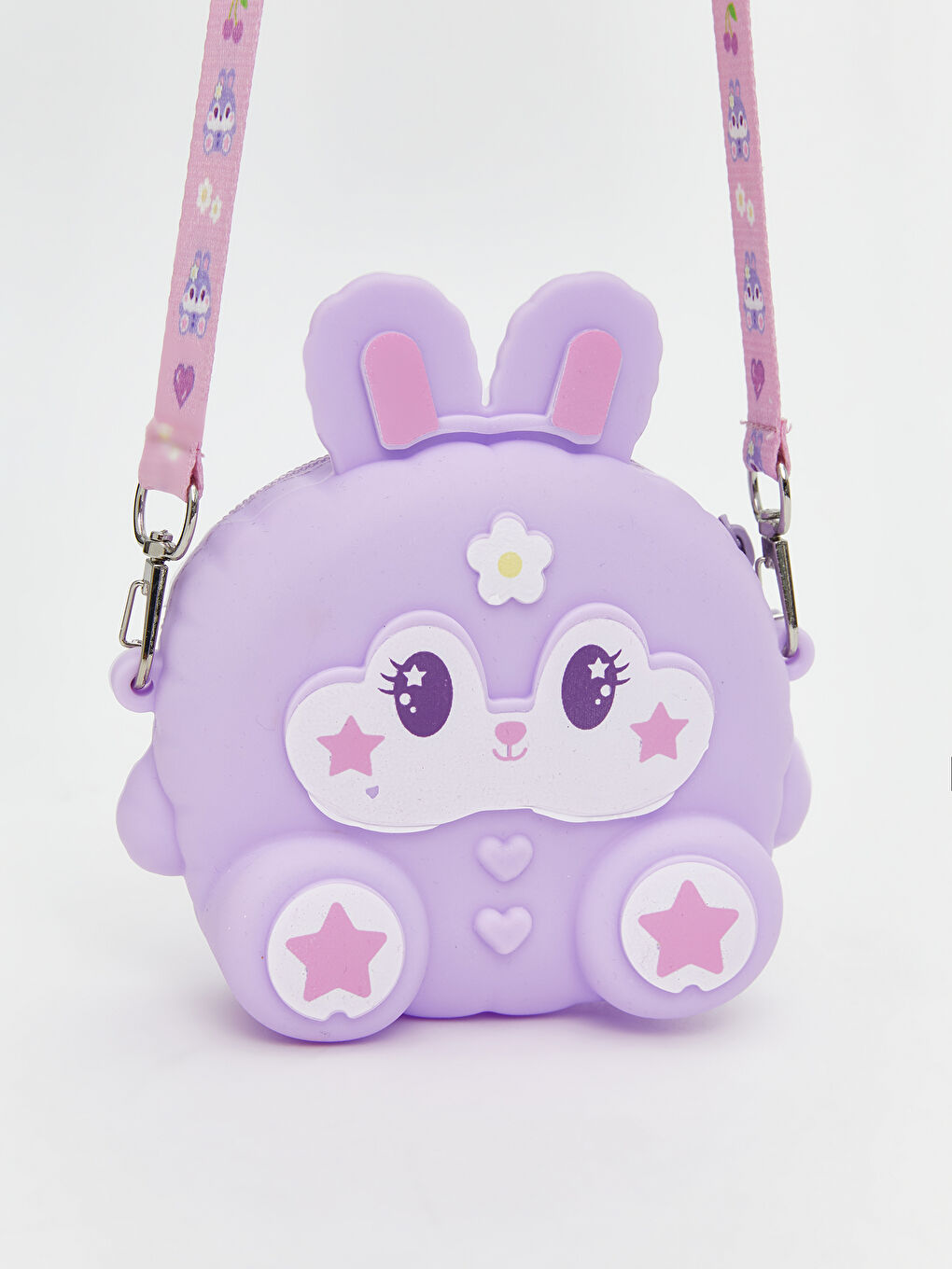 Lila Tavşan Figürlü Kız Çocuk Omuz Çantası-1