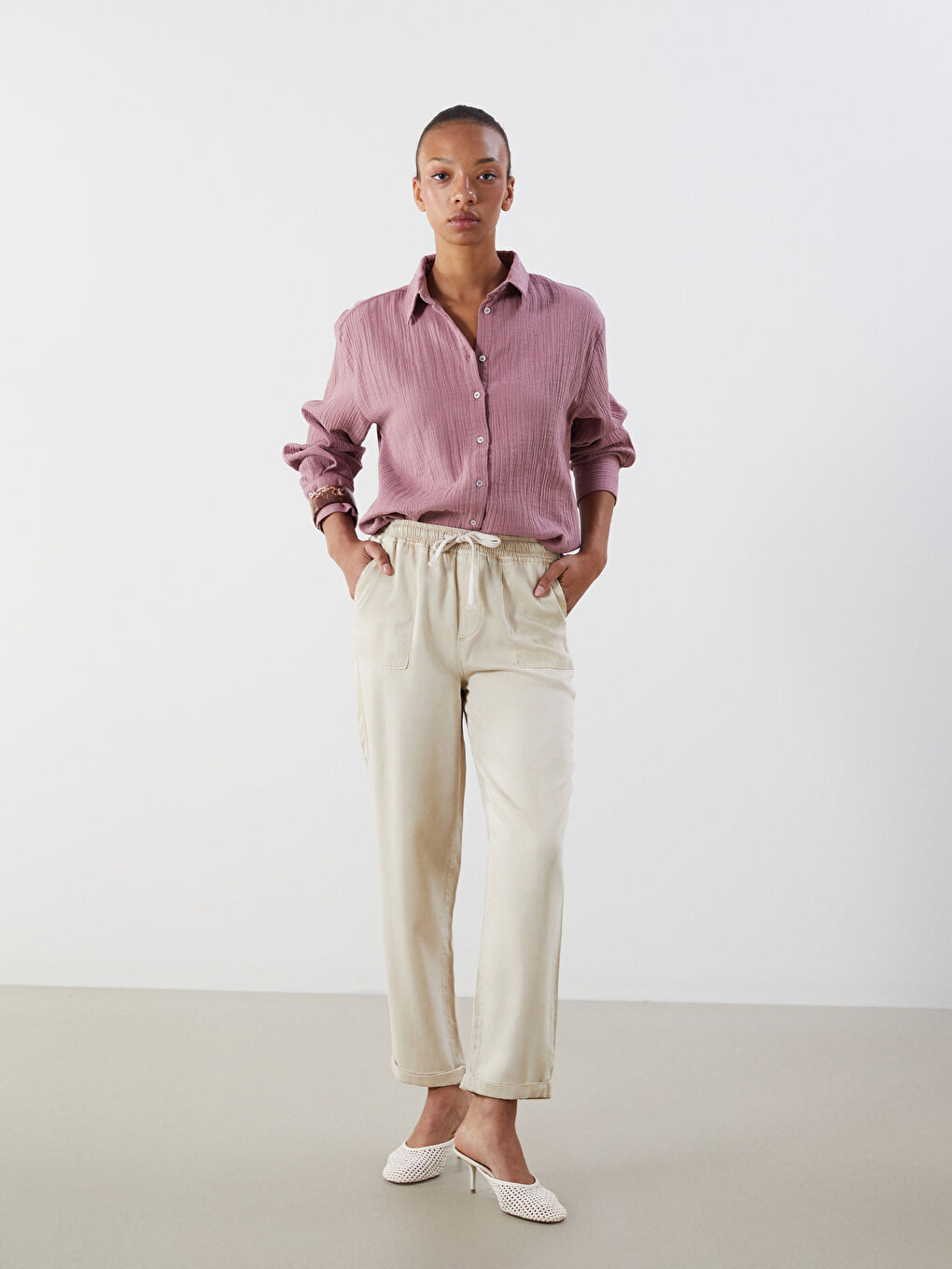Textured Women's Shirt -S5MD89Z8-JLY