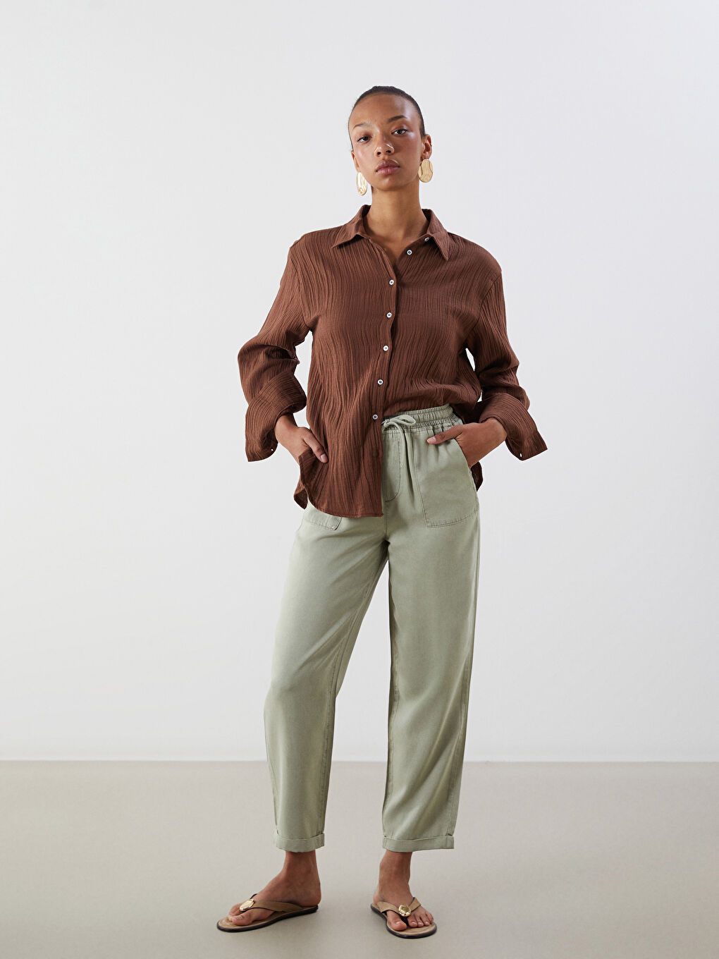 Textured Women's Shirt -S5MD89Z8-YKY