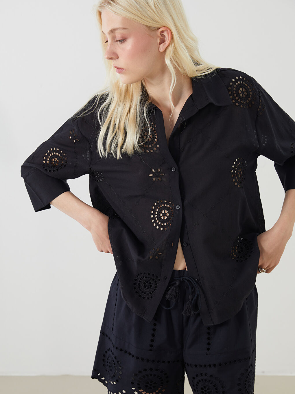 Openwork Oversize Women's Shirt -S5MD91Z8-CVL