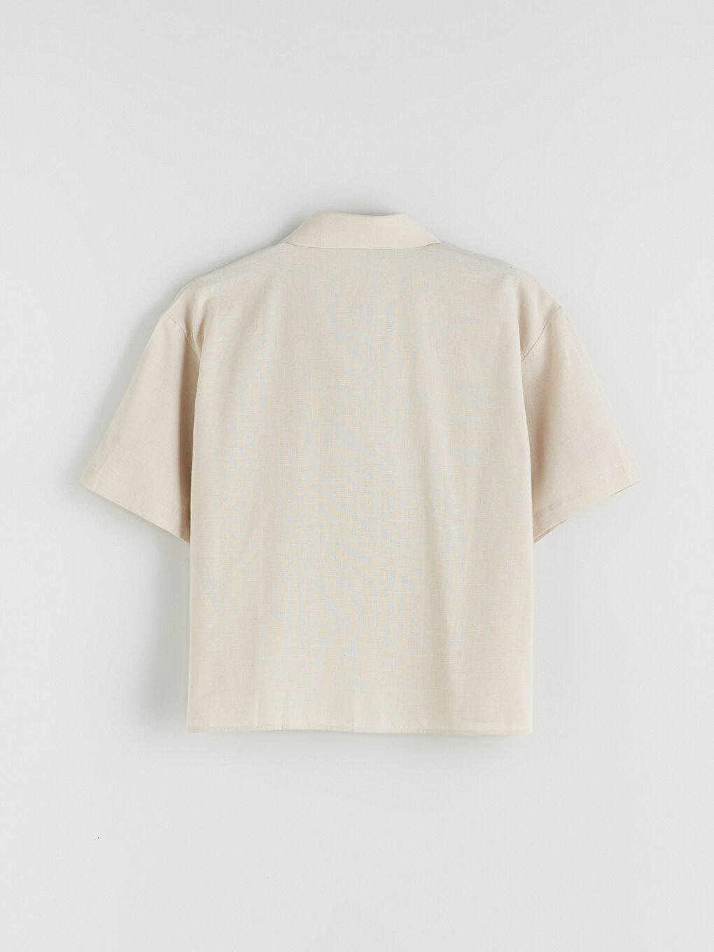 Bej Keten Karışımlı Kadın Gömlek-6