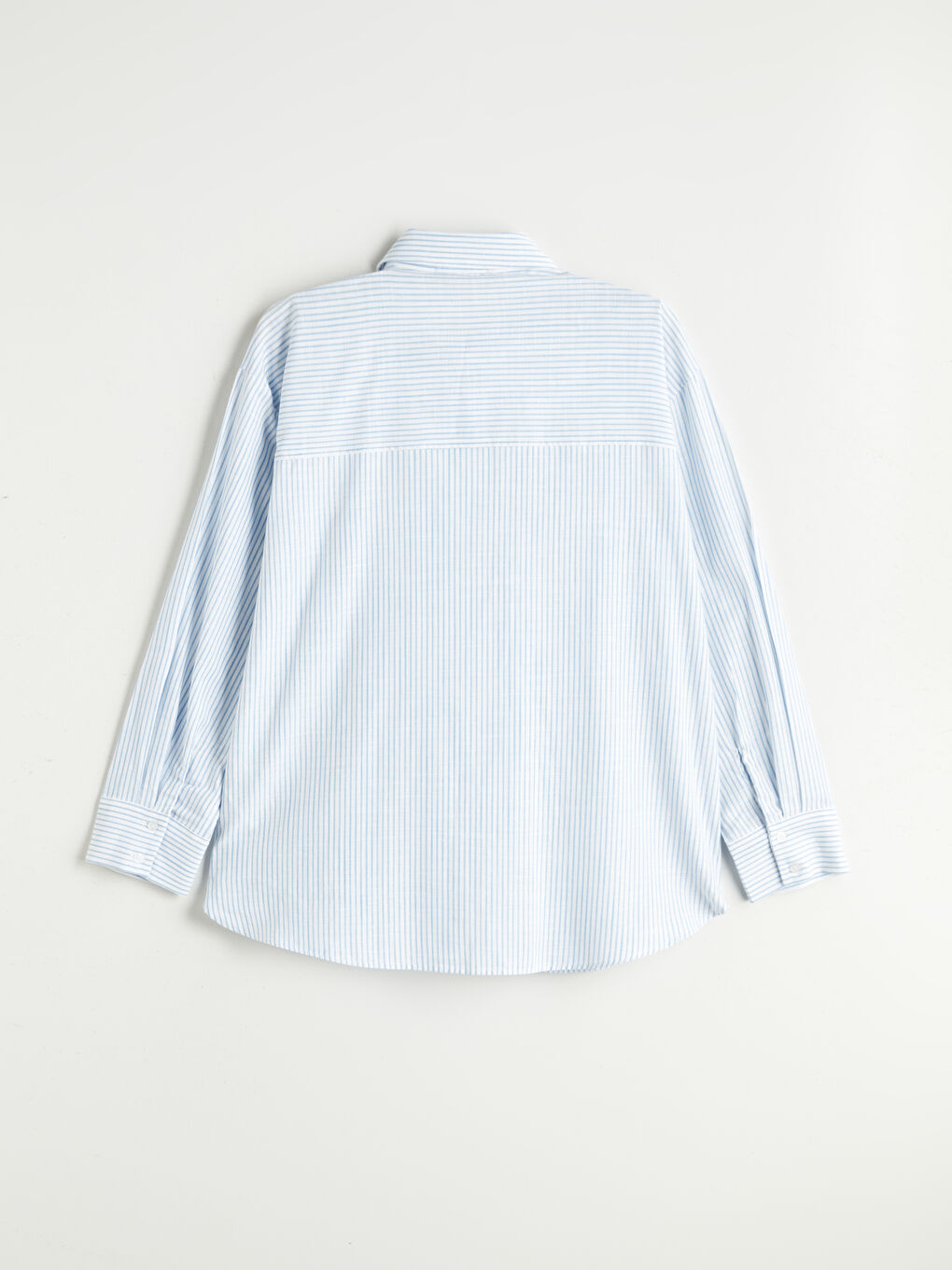 Mavi Çizgili Oversize Kadın Gömlek-5