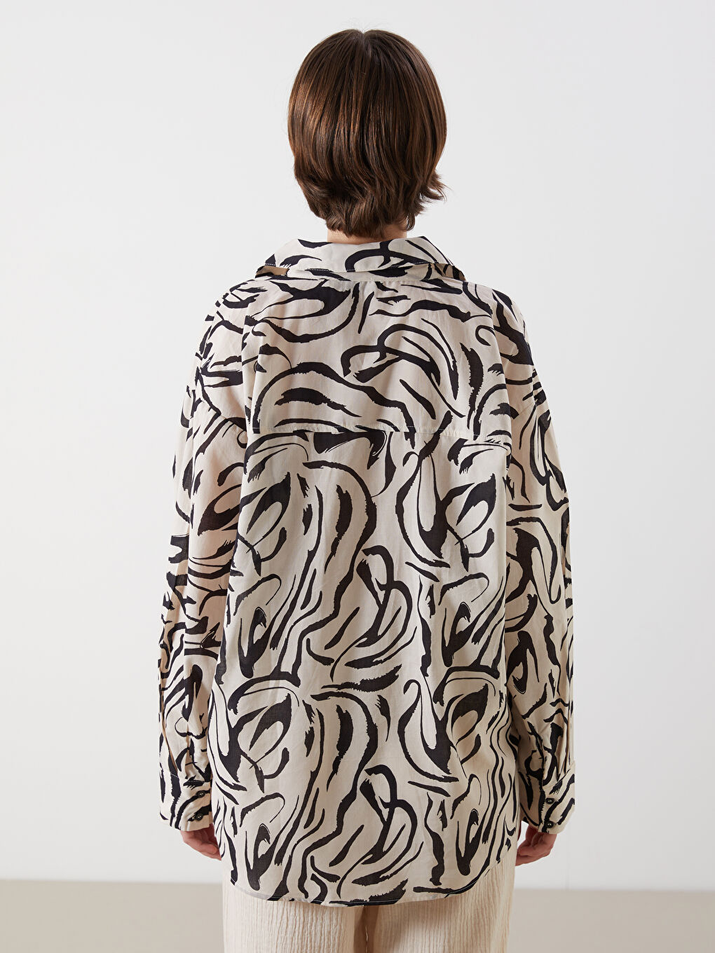 LCW Vision Patterned Oversize Women's Shirt -S5MD99Z8-LQJ