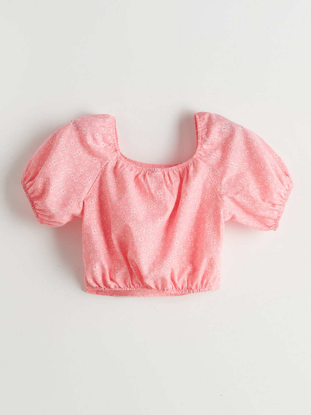 Square Neck Floral Girl's Crop Blouse -S5ME02Z4-LT4