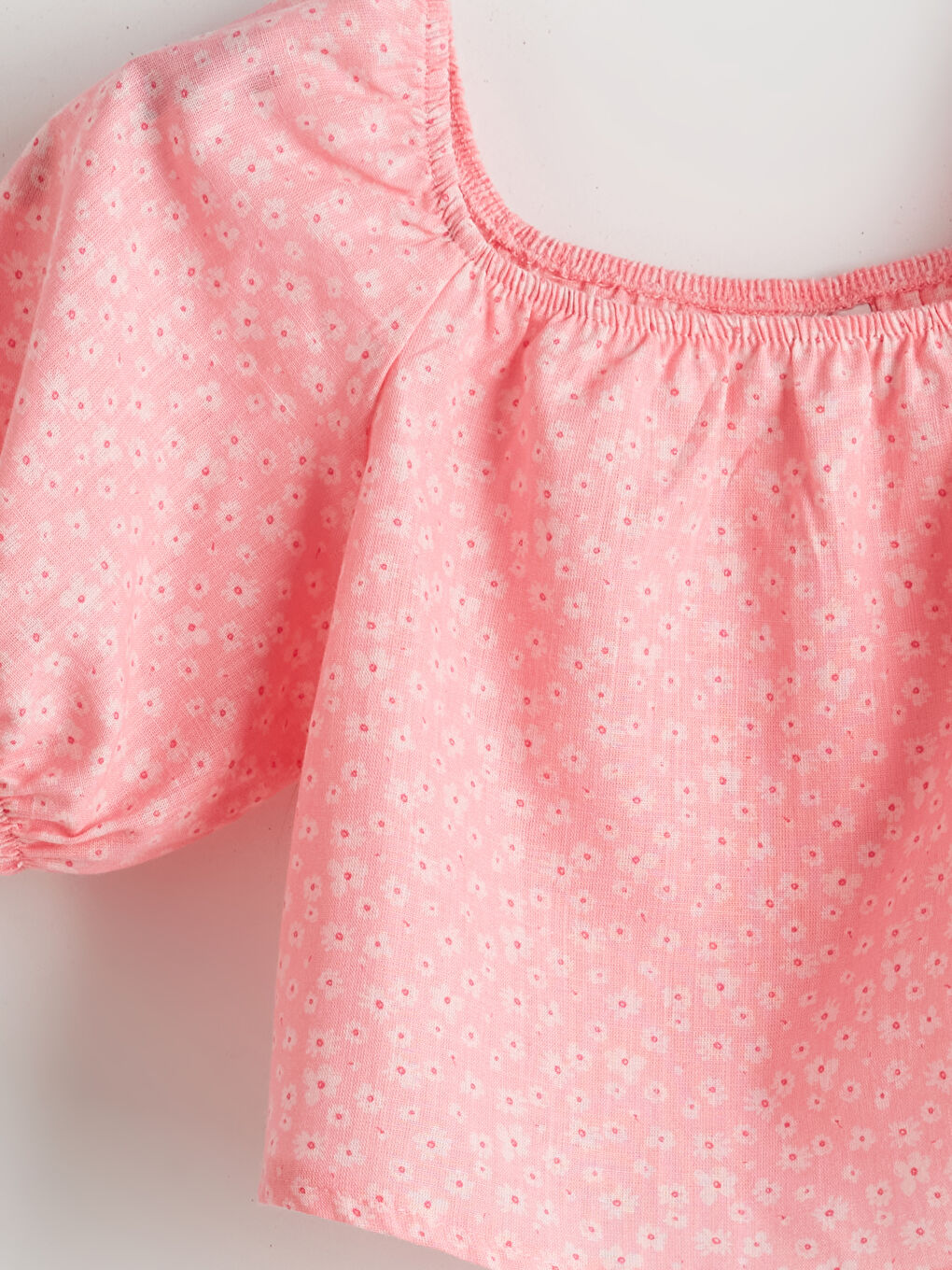 Square Neck Floral Girl's Crop Blouse -S5ME02Z4-LT4