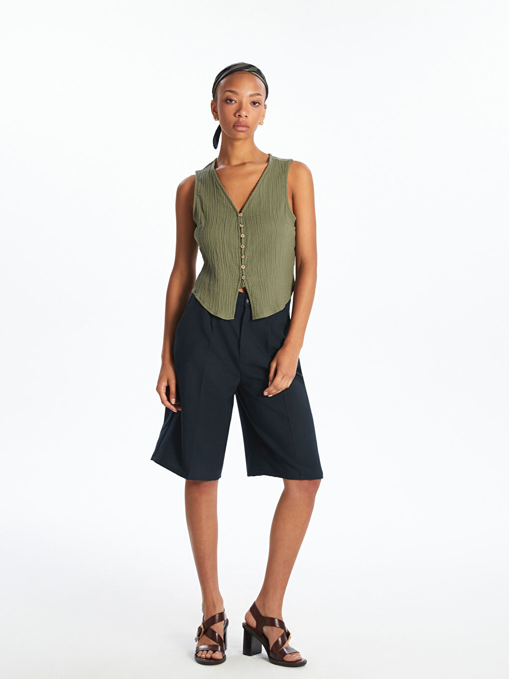 Woman KHAKI Waistcoat -S5ME19Z8-YCY