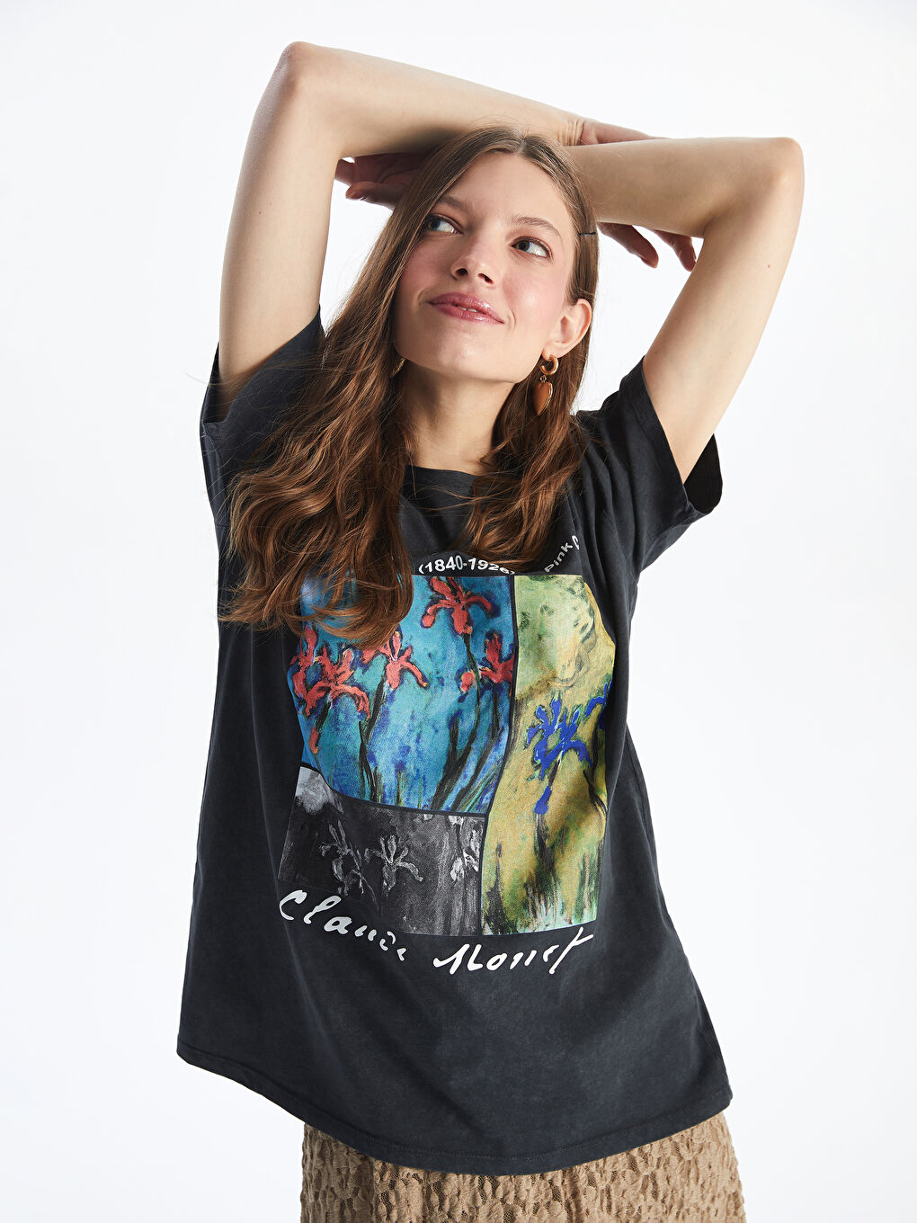 Crew Neck Claude Monet Printed Women'S T-Shirt -S5ME21Z8-VDL