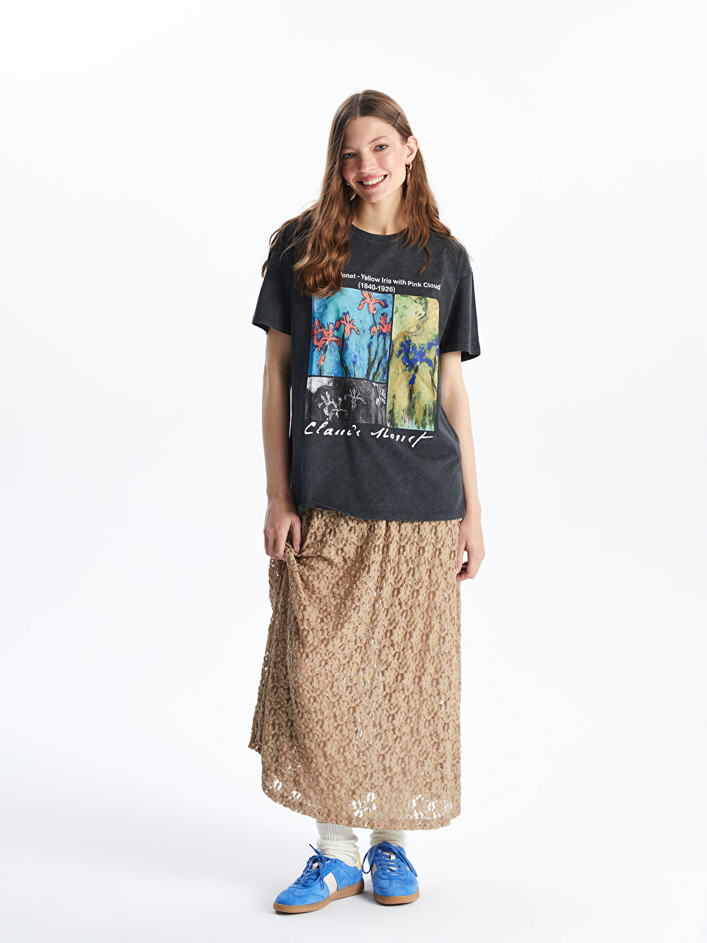 Crew Neck Claude Monet Printed Women'S T-Shirt -S5ME21Z8-VDL