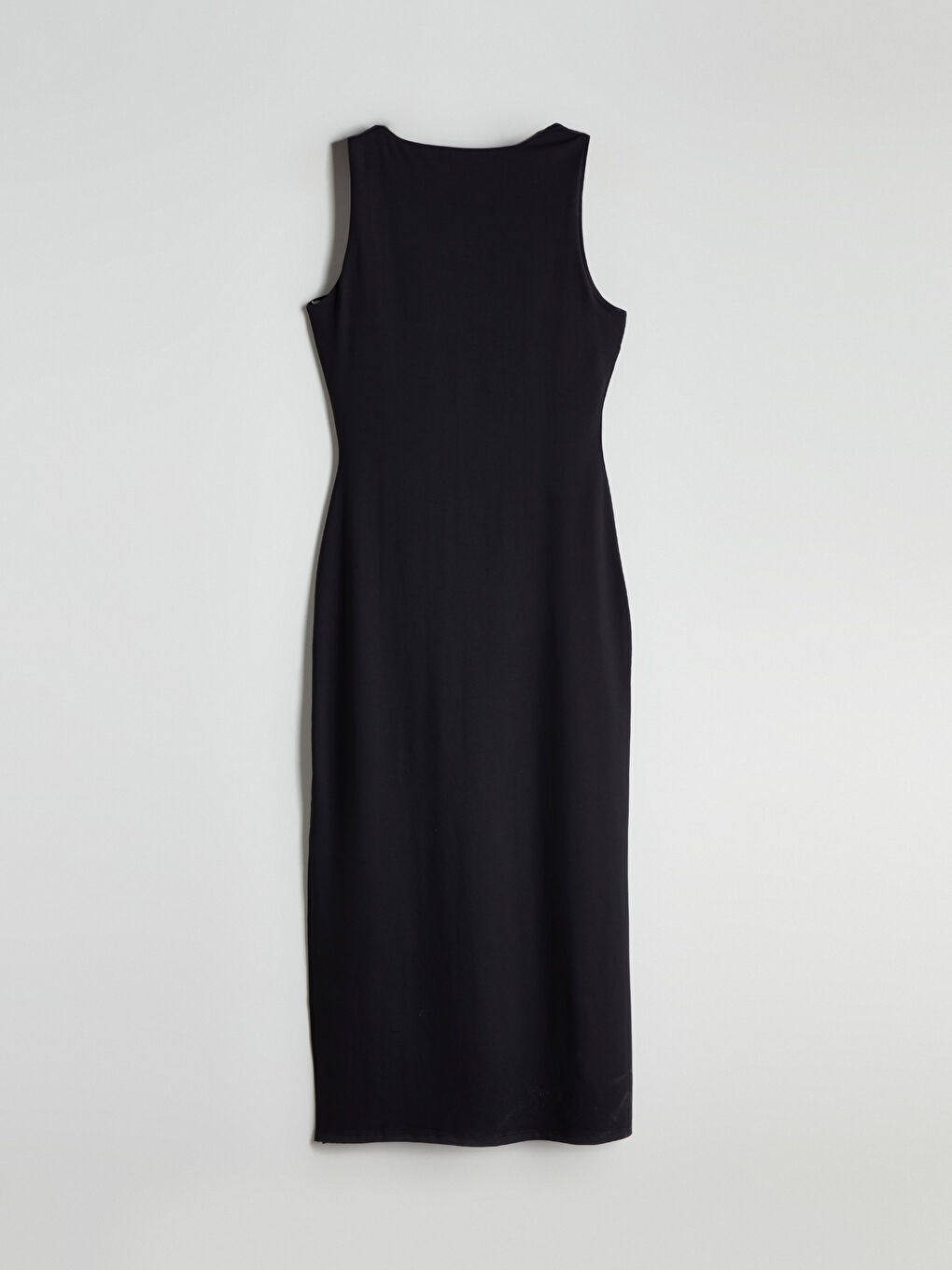 Siyah Bisiklet Yaka Krep Elbise-4