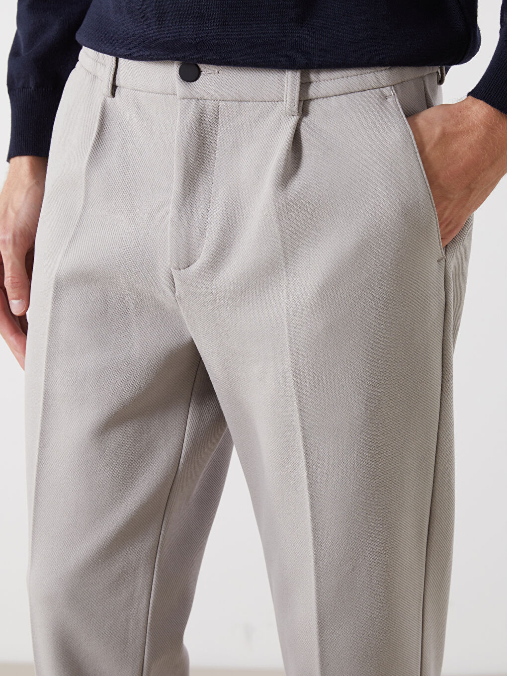 Bej Standart Kalıp Erkek Pantolon-2