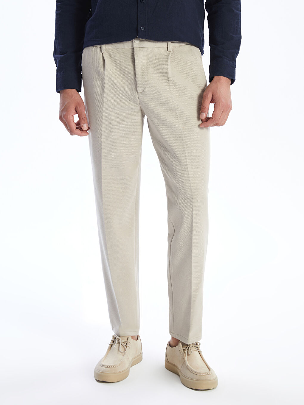 Bej Standart Kalıp Erkek Pantolon-1