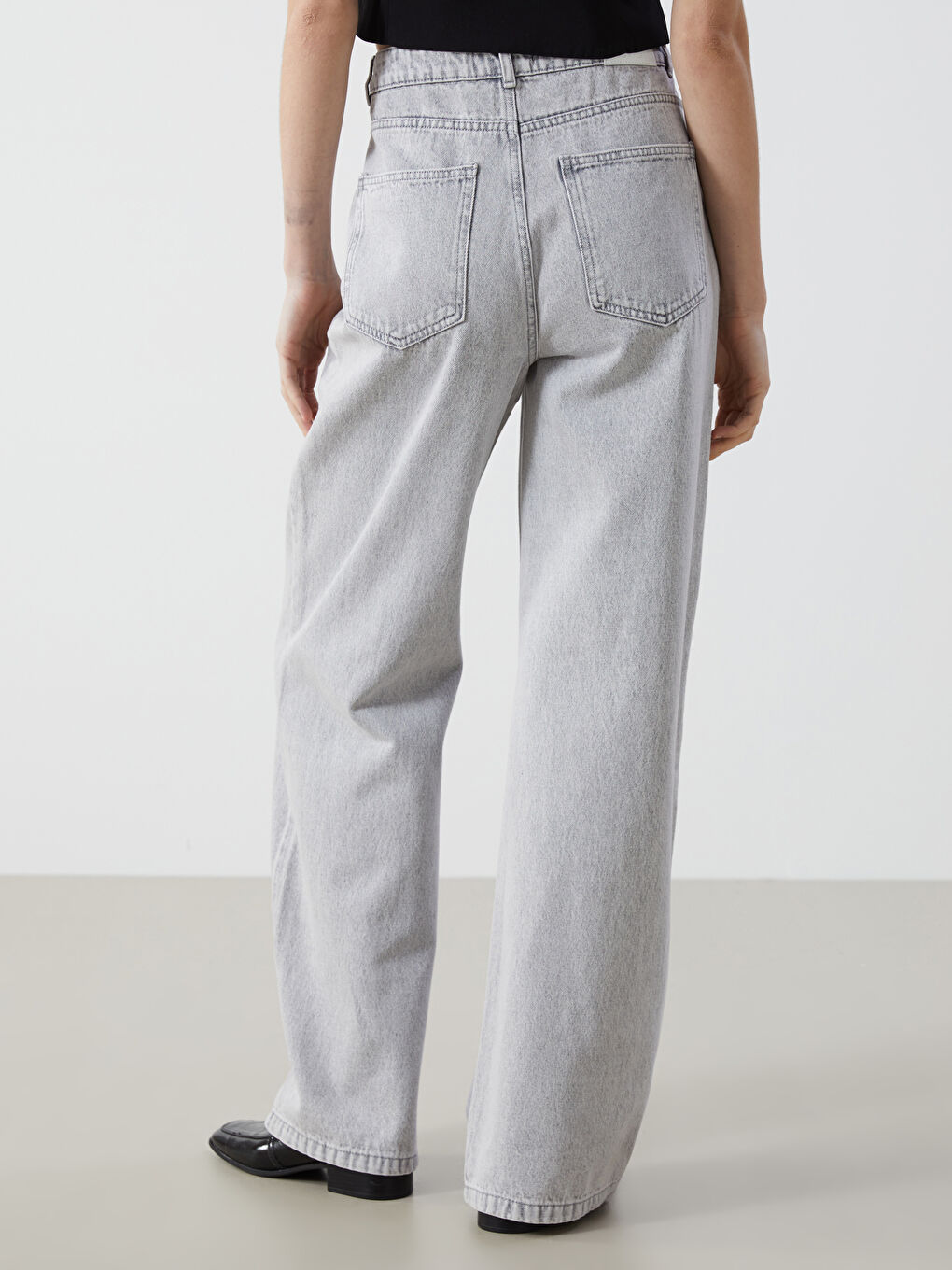 جينز واسع الساق عالي الخصر للسيدات-7