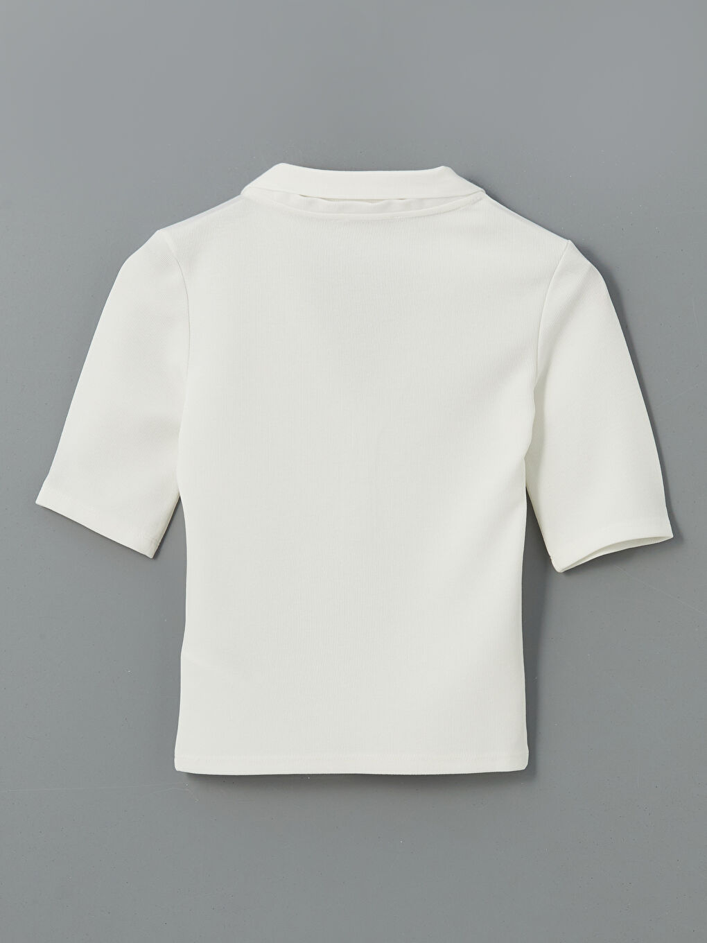 Ekru Polo Yaka Dokulu Kadın Body-5