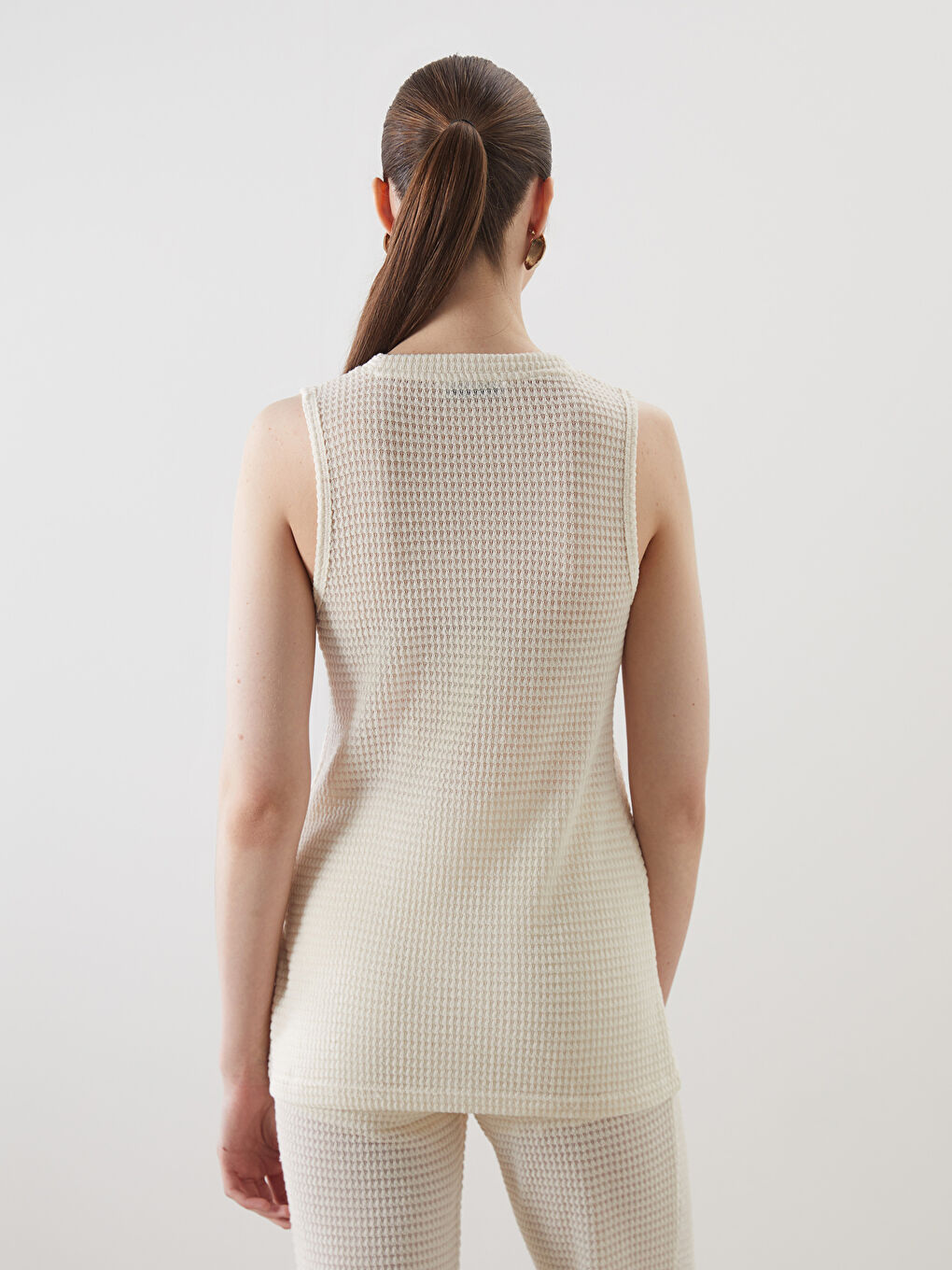 LCW Vision V Neck Textured Women's Waistcoat -S5MF03Z8-FDH