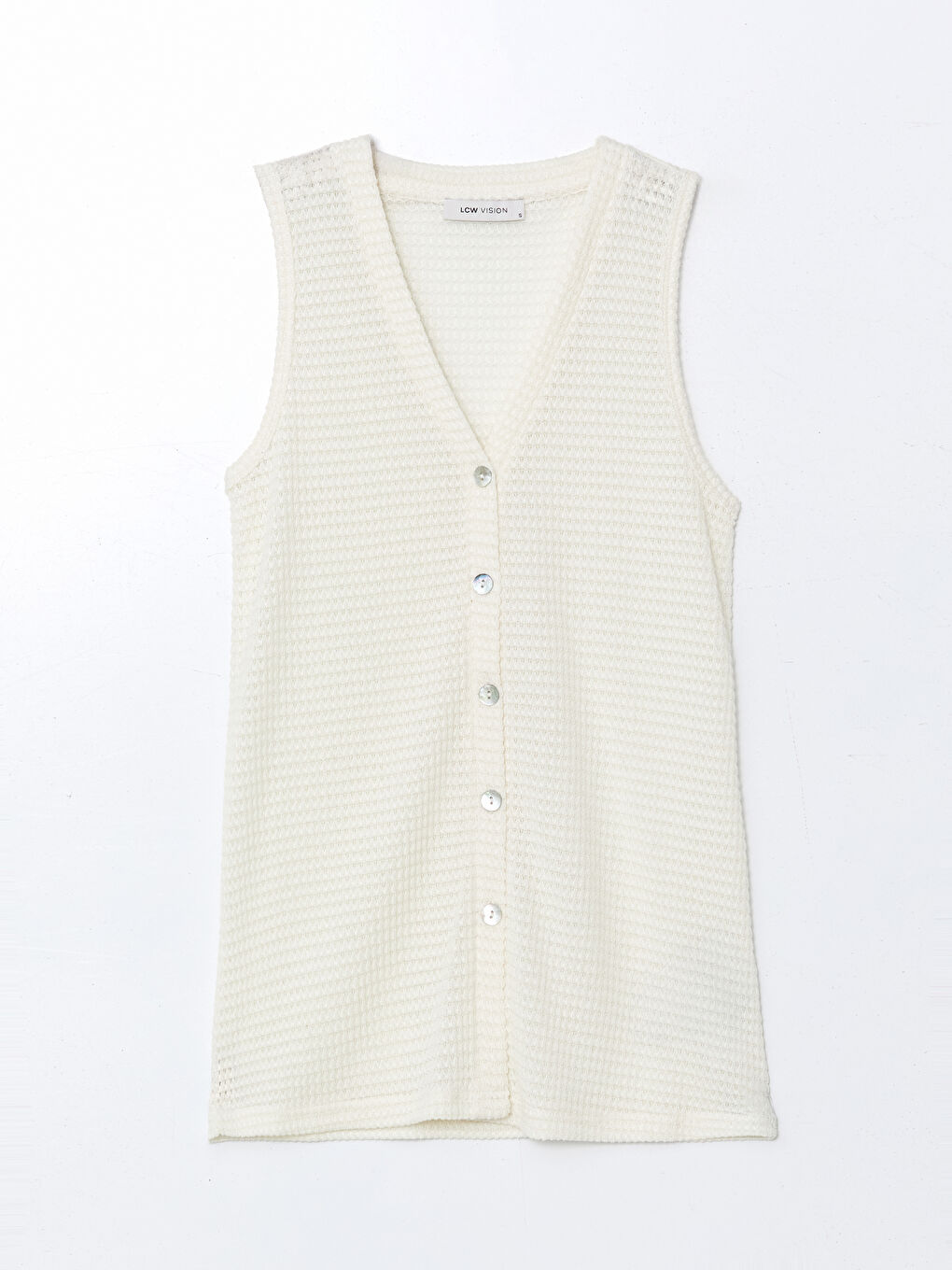 LCW Vision V Neck Textured Women's Waistcoat -S5MF03Z8-FDH