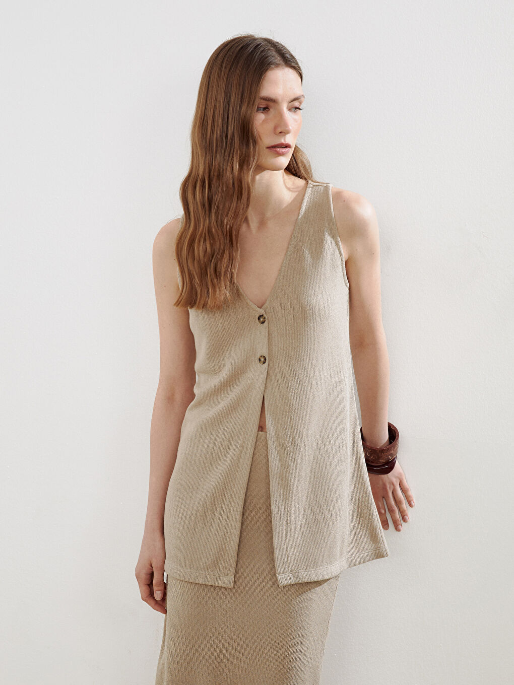 LCW Vision V-Neck Women's Waistcoat -S5MF05Z8-G7K