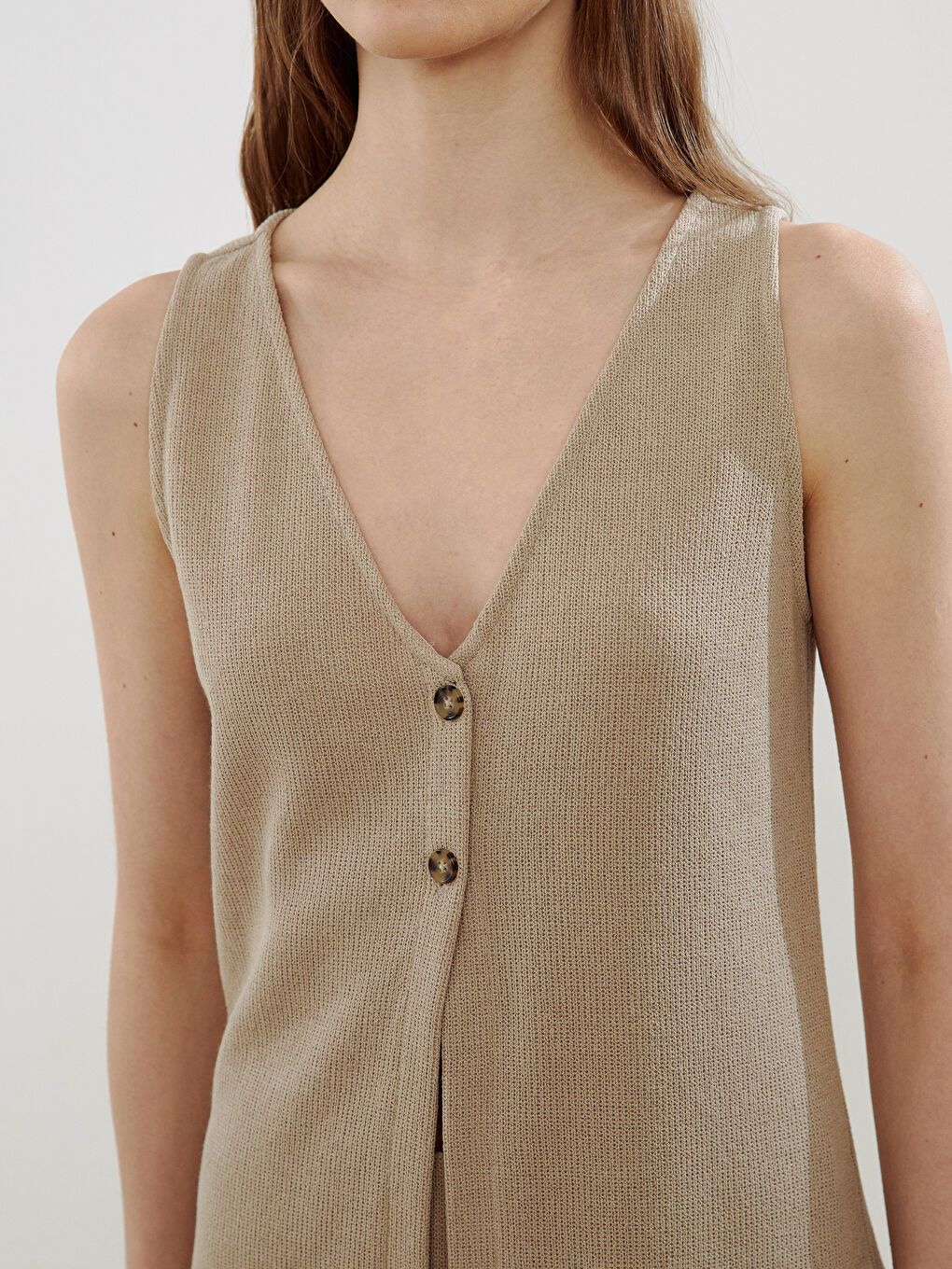 LCW Vision V-Neck Women's Waistcoat -S5MF05Z8-G7K