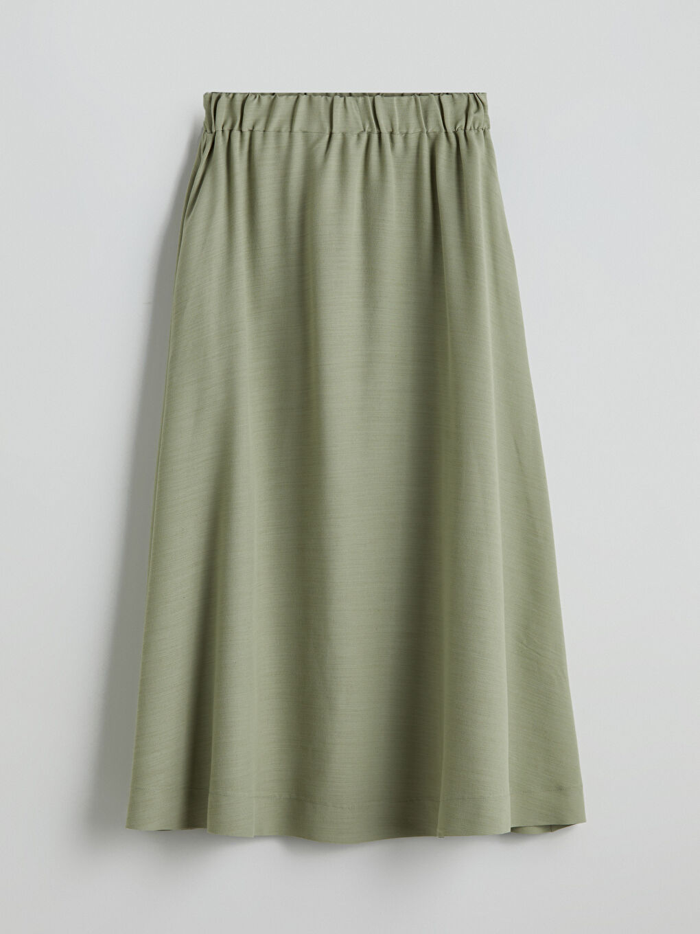 LCW Modest Yeşil Beli Lastikli Keten Karışımlı Etek - 5