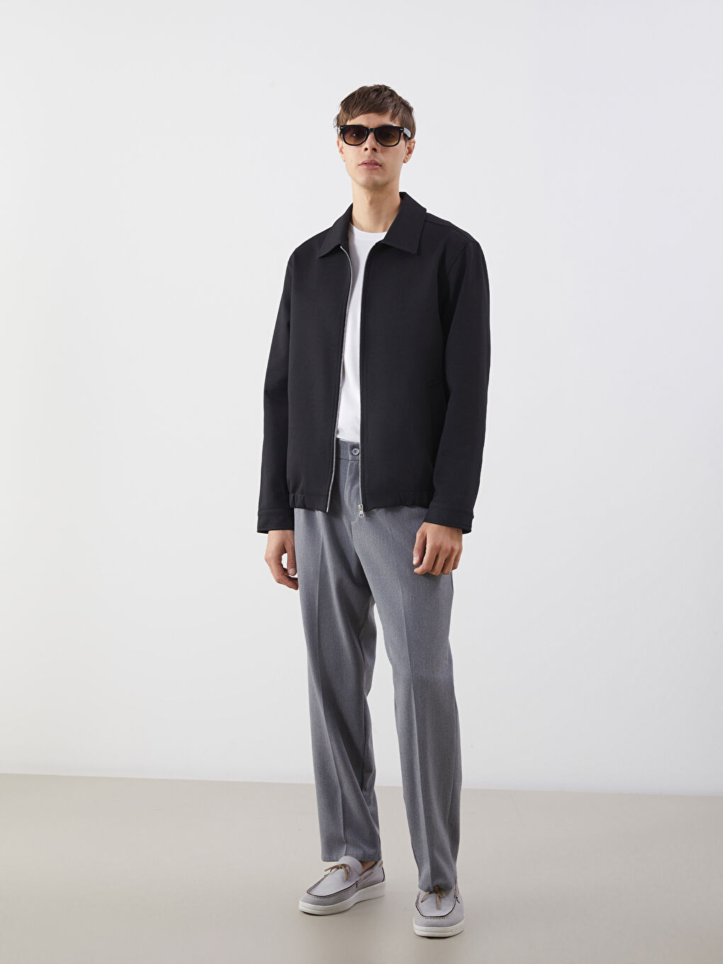 Siyah Standart Kalıp Gömlek Yaka Erkek Mont-1