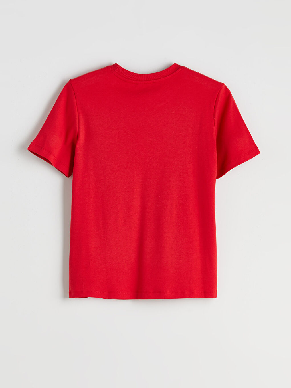 Kırmızı Bisiklet Yaka Kadın Tişört-5