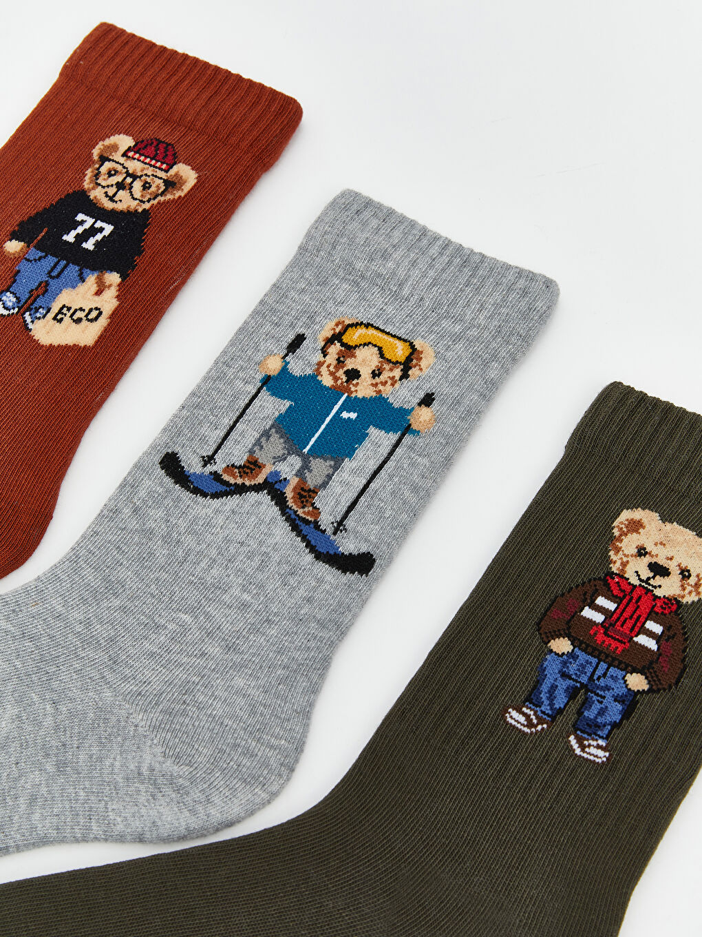 Teddy Bear Printed Men's Ankle Socks 5-Pack -S5MG04Z8-K00